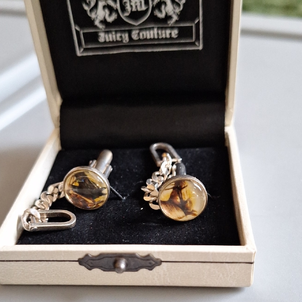 Juicy Couture Gold and Tan Cufflinks